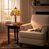 Lámpara de mesa decorativa LED con vidrio tintado