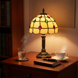 Lámpara de mesa Art Déco con vidrieras