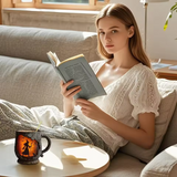 Taza artesanal 3D de Halloween, con diseño de bruja y gato