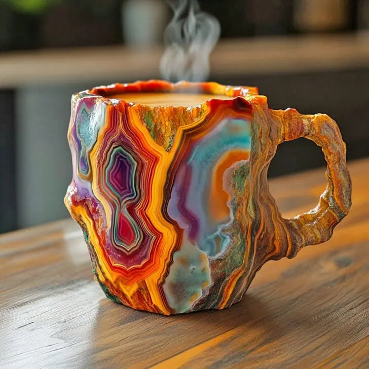 Tazas de café con cristales minerales incorporados